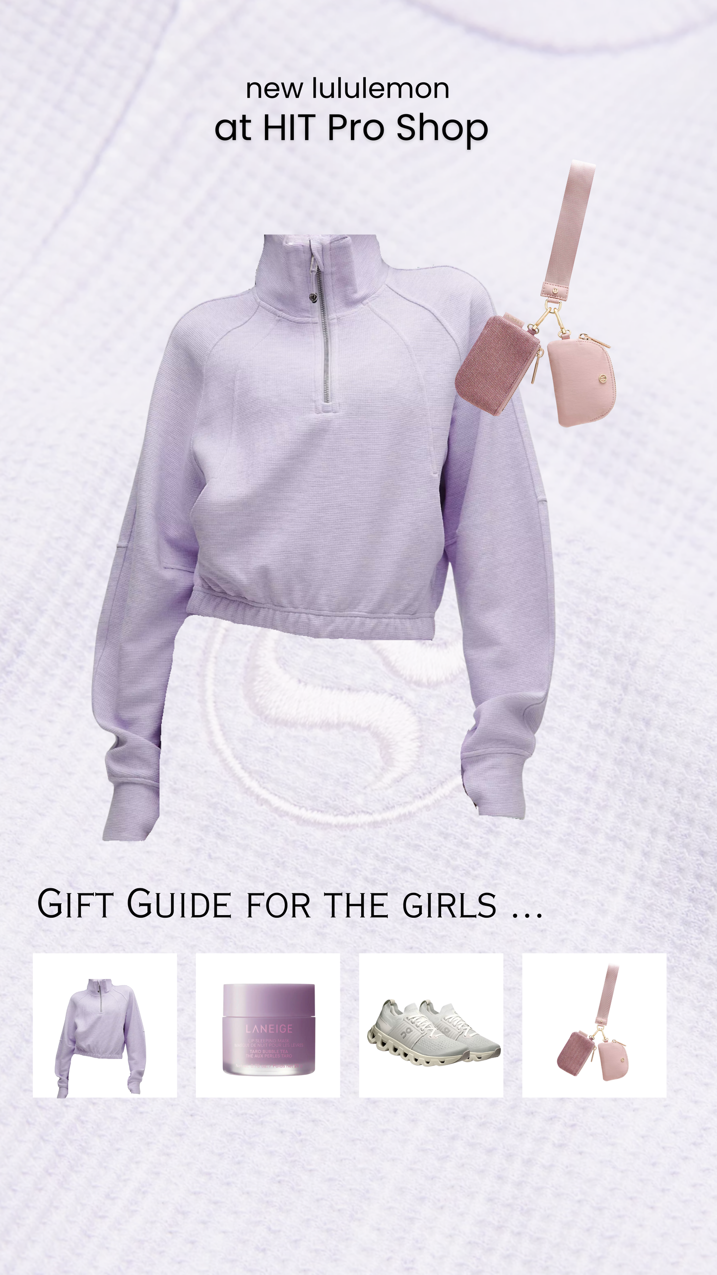Scuba Cropped Funnel-Neck Half Zip *Waffle Heathered Faint Lavender