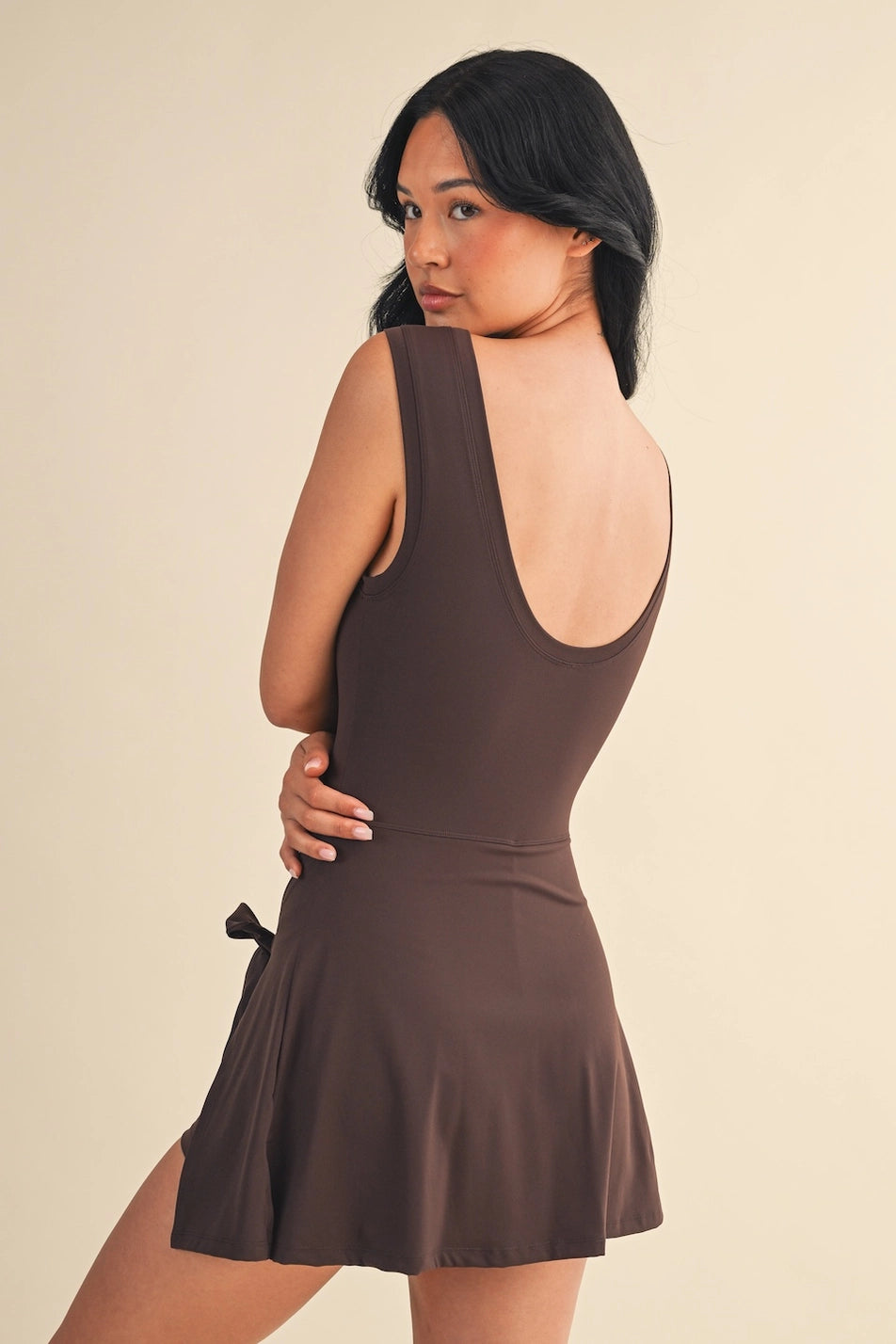 Chocolate Sleeveless Wrap Dress