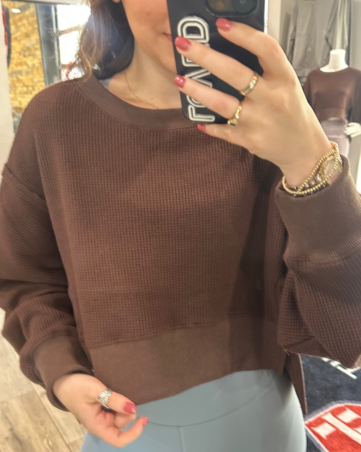 Waffled Pullover Chocolate