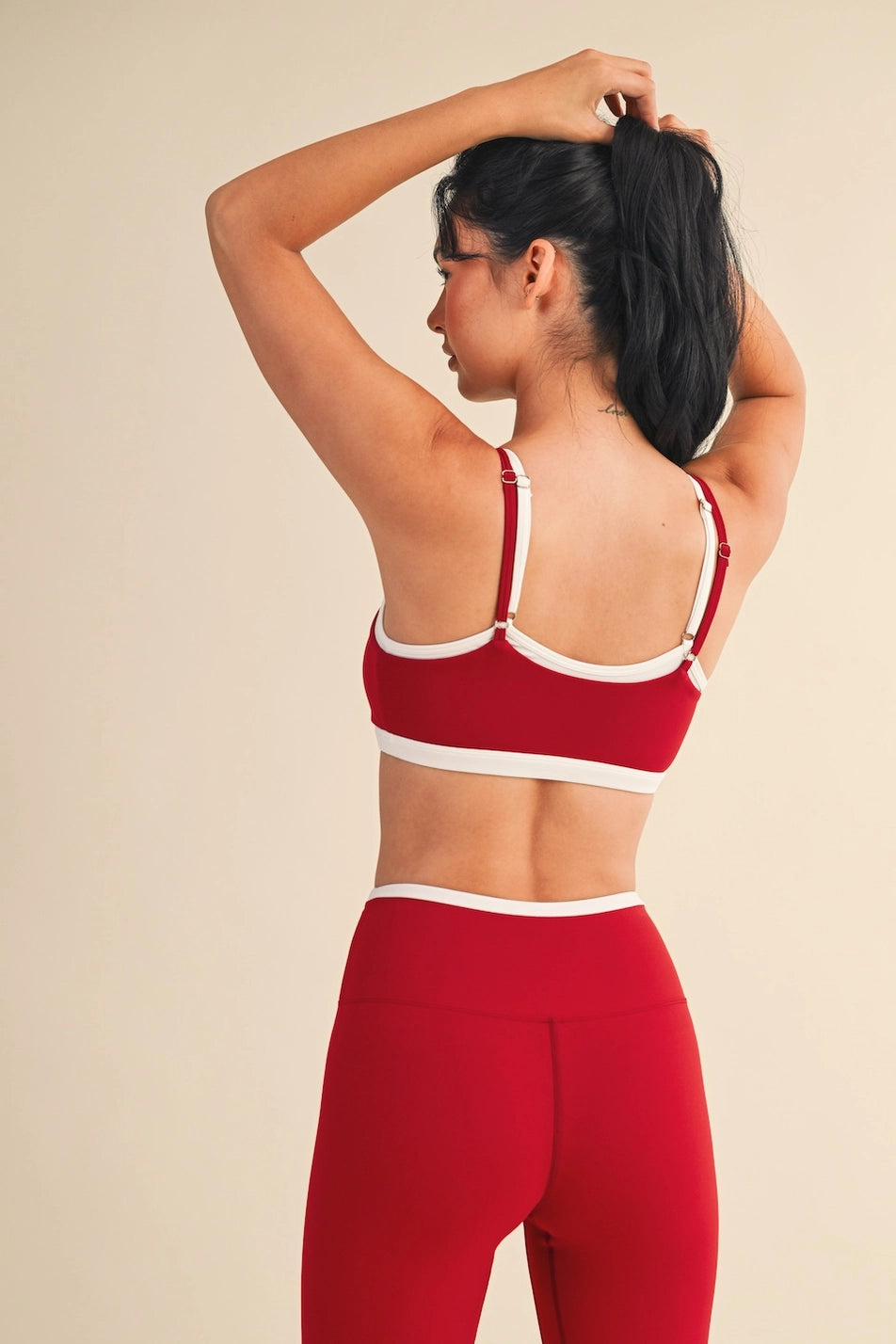 Cherry Red Contrast Layered Bra Top