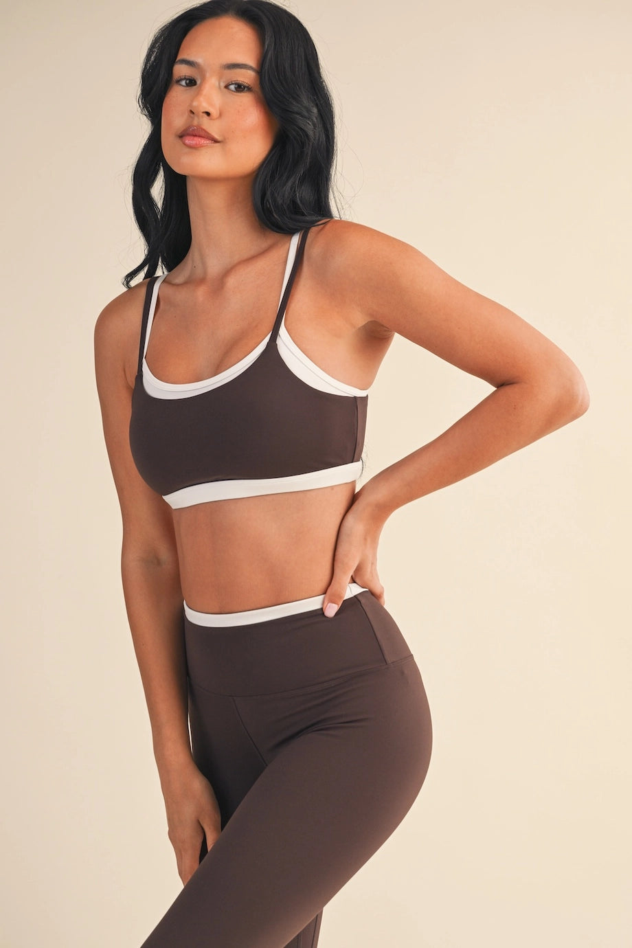 Chocolate Contrast Layered Bra Top