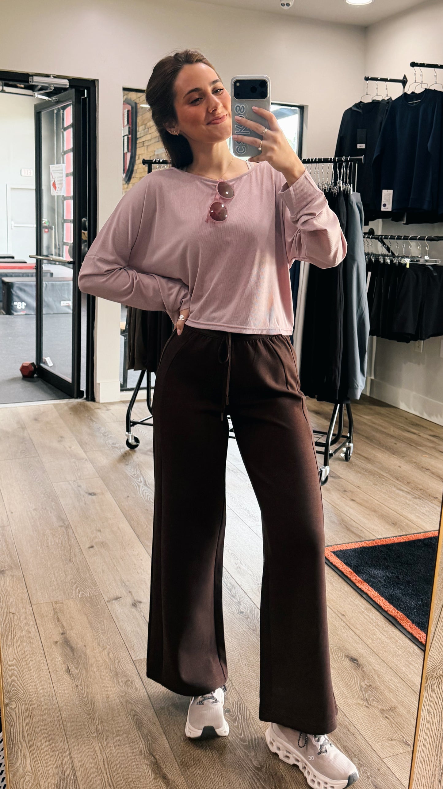 Long Sleeve Twist Back Crop Top Lavender