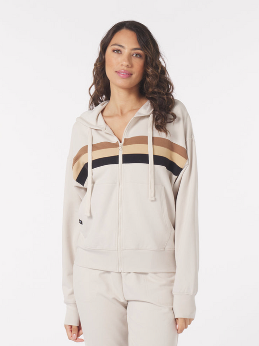 Glyder Vintage Oversized Zip Up Oatmilk Tonal Stripes