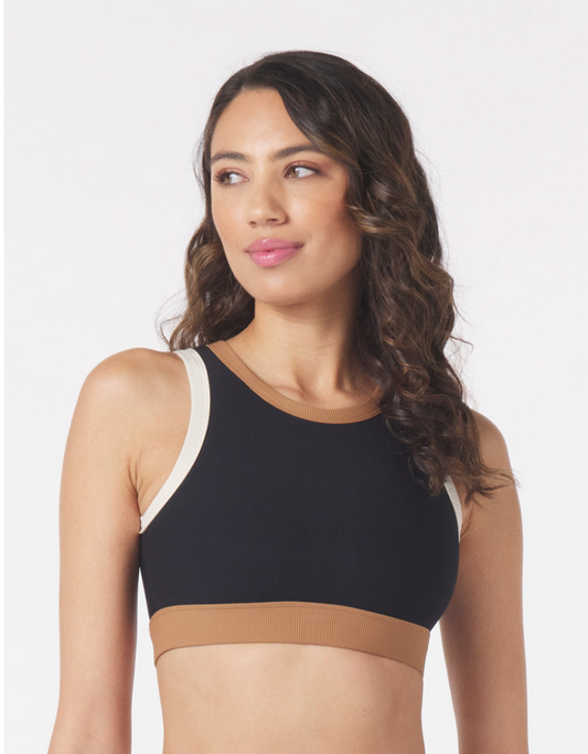 Glyder Socialite Bra Black/Oatmilk-Almond Contrast