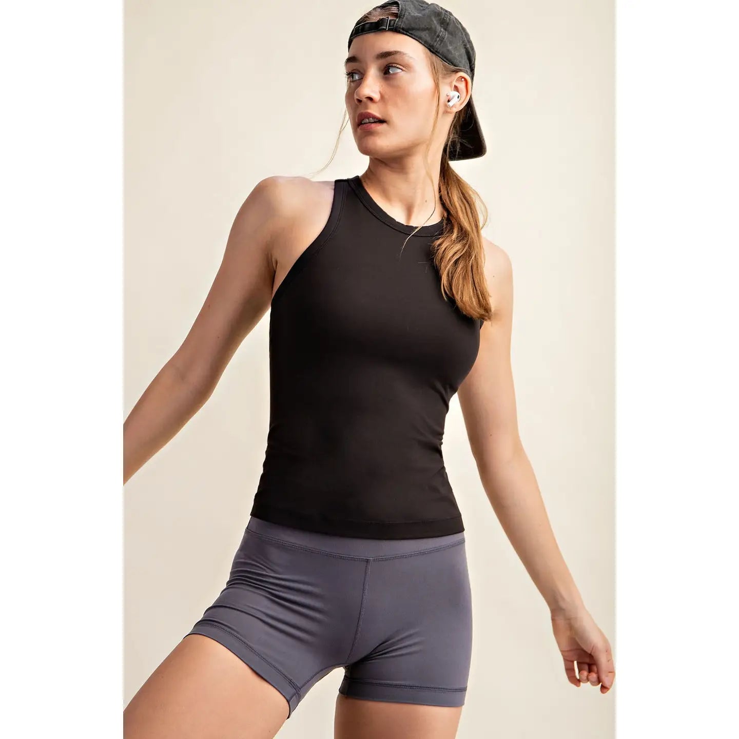 Butter Sleeveless Racer Back Top Black