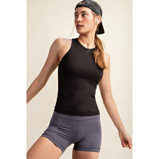 Butter Sleeveless Racer Back Top Black