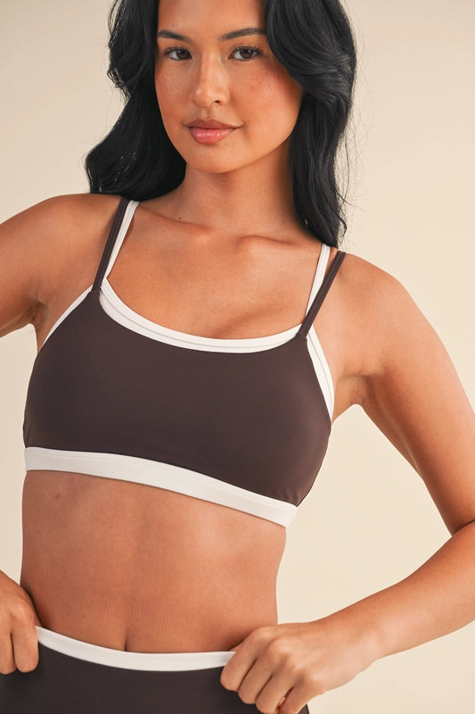 Chocolate Contrast Layered Bra Top