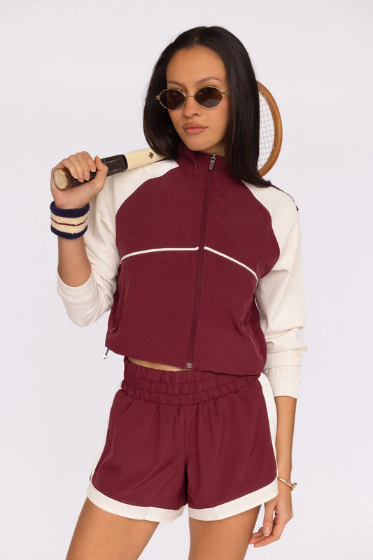 Nicole Cropped Jacket Burgundy Ecru