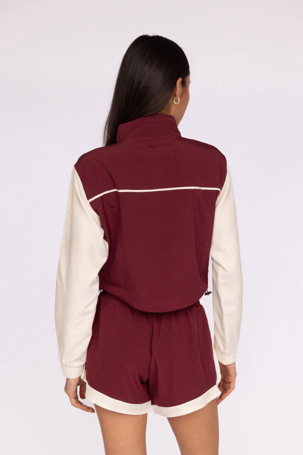 Nicole Cropped Jacket Burgundy Ecru